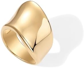 PAVOI 14K Gold Plated Chunky Statement Ring for Women | Stainless Steel Hypoallergenic Wide Stackable Rings