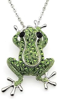 Pin Clasp Frog Brooch Necklace with Cable Chain and Crystal Accent for Women's Fashion, Frog Shape Pendant, SOIMISS Alloy Jewelry