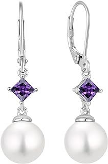 Leverback Cubic Zirconia & Pearl Earrings - Women's Sterling Silver Elegant Drop Dangle Design