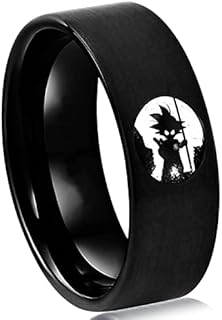 Anime Rings for Men Anime Jewelry Merchandise, Black Stainless Steel Spinner Ring 8MM Size 6 to 13