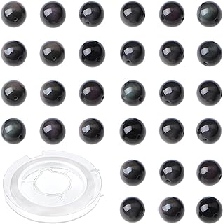 CMBYN Natural Black Obsidian Stone Beads, 4mm Round Design, Ideal for DIY Necklace, Bracelet and Earrings Creation