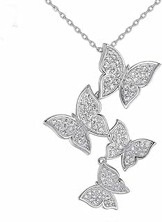 925 Sterling Silver Box Chain Butterfly Pendant Necklace with Spring Ring Clasp, Adorned with Cubic Zirconia, Ideal Gift for Women and Girls