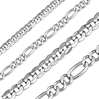 ChicSilver 2.8mm/5mm Solid 925 Sterling Silver Cuban Link/Figaro Chain Necklace for Women Men, 14, 18, 20, 22, 24, 26, 28 Inch(with Gift Box)