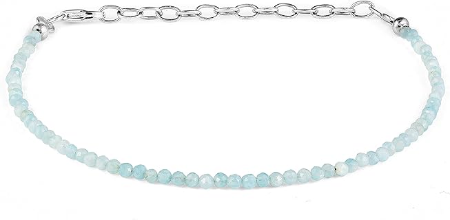 Genuine Aquamarine Bracelet, March Birthstone, Delicate Jewelry, Handmade Gemstone Bracelet, Aquamarine Gemstone Bracelet, Dainty Bracelet For Gift