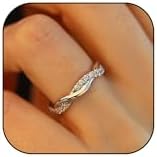 Cubic Zirconia Engagement Rings for Women Non Tarnish Silver Plated Knuckle Rings Dainty Fake Engagement Ring Twist Wedding Band Rings for Bridesmaid Jewelry Gifts