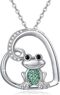 MEDWISE Frog Pendant Necklace Sterling Silver Infinity Love Heart Frog Necklace Jewelry Summer Necklace for Women Daughter
