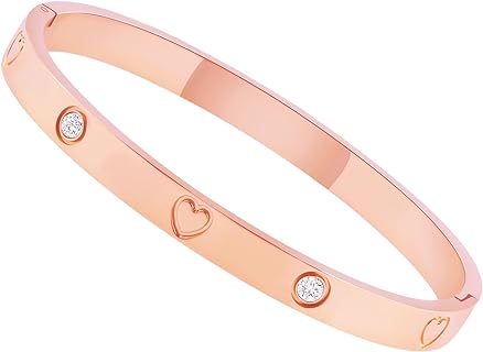 GVUSMIL Gold Bracelets for Women Gold Plated Love Cubic Zirconia Bangle Crystal Friendship Charm Bracelet Jewelry Gifts for Women Teen Girls Girlfriend Sister Daughter