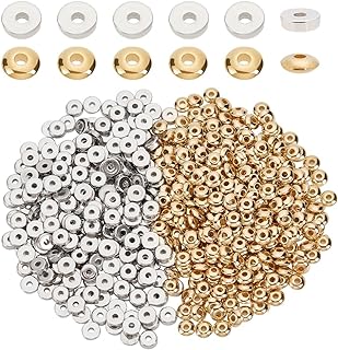 PH PandaHall Dual-Color Heishi Spacer Beads for Bracelets in Gold and Platinum - Rondelle Coin Beads for Jewelry Making