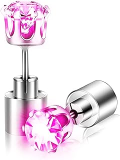 IC ICLOVER LED Earrings, Shiny Glowing LED Lighting Up Stylish Earring Studs Crown Shap Ear Drop Stud, Valentine's Day New Year Wedding Rave Dance Party Decoration Gifts for Women Men Boy Girls-Purple