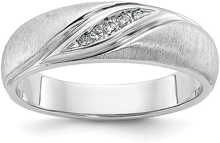 14k White Gold Satin-Polish Men's Diamond Ring, 1/15 Carat, Size 10 - Elegant Engagement Ring for Him