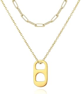 Tenghong2021 Fashion Amber Gem Soda Tab Rope Chain Necklace for Women, Girls, and Teens - Unique Zinc Bottle Cap Design Beaded Necklace - Trendy Punk Gift