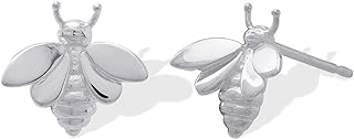 Sterling Silver Bee Stud Earrings with Secure Push-Back Fastening for Women, Hypoallergenic Artisan-Crafted Jewelry from Thailand