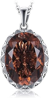 JewelryPalace Women's 8.5ct Smoky Taupe Quartz Sterling Silver Pendant Necklace with Spring Ring Clasp and Cable Chain, Oval Design