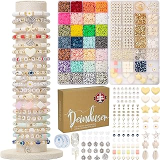 Deinduser Bracelet Making Kit,12000 Pcs Clay Bead Kit for Jewelry Making, Friendship Bracelets Holiday Gifts for Girls Adults (Stand Included)
