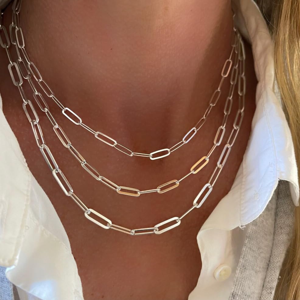 Waitsoul 925 Sterling Silver Rope Chain Lobster Clasp 2.5mm Silver Chain for Men Women Silver Necklace Chain 16-30 Inches