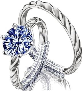 Silicone Spiral Engagement Ring Resizer by Kueroami with Adjustable Band Widths for Any Finger - Invisible, Comfortable Design - 12 Pack in 4 Sizes with Polishing Cloth