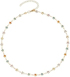 Star Necklace 18K Gold Plated Multi Stone Crystal Star choker Necklace for Women