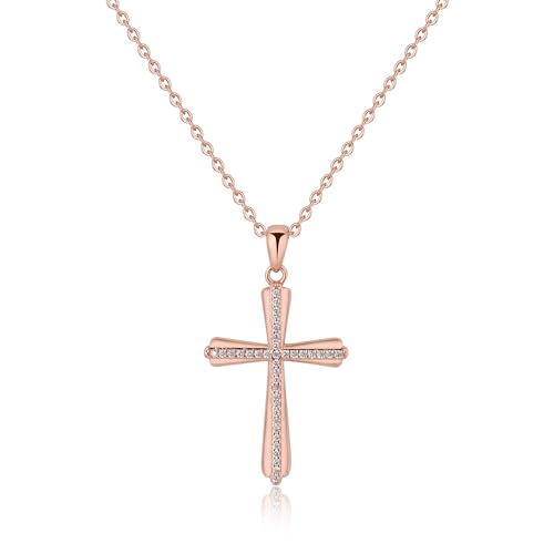 Collana Donna In Argento Sterling 925 Con Ciondolo Croce E Zirconia Cubica – Gioiello Elegante Per Cresima E Regali