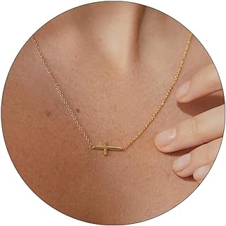 14K Gold Plated Black Choker Cross Necklace with Lobster Clasp & Adjustable Cable Chain - Dainty Cross Pendant Necklace for Women Jewelry Gifts