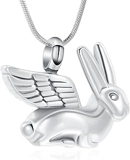 Lobster Clasp Bunny Rabbit Urn Pendant Necklace with Snake Chain - Stainless Steel Memorial Keepsake for Pet Ashes - Heartfelt Memory Locket Design