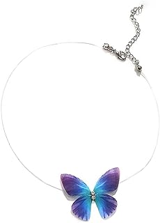 Invisible Necklaces for Women Purple Blue Butterfly Rhinestone Choker Necklace Fishing Wire Clear Gargantillas Para Mujer Necklaces Beachy Charm Statement Trendy Jewelry