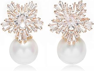 Fashion Chic Simulated Pearl Studs Snowflake Earrings For Women