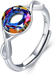 WandaVision-Inspired Sterling Silver Infinity Ring with Synthetic Crystal for Women, Open Design Wedding Promise Ring, Size 8