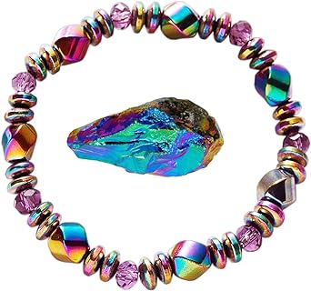 Magnetic Clasp Hematite Bead Chain Bracelet for Pain Relief and Weight Loss - Multicolor Healing Accessory for Style and Health by Iconshops