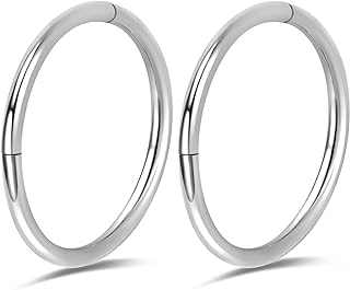 2Pcs Titanium Nose Rings 20G 18G 16G Nose Rings Hoops Diameter 5mm to 12mm Rose Gold-Black Cartilage Helix Tragus Daith Rook Hoop Earrings Hinged Segment Septum Clicker Body Piercing Jewelry