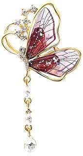 Fashion Butterfly Brooches Tassel Rhinestone Gradient Crystal Butterfly Pins Brooch Insect Lapel Pin Shirt Brooch Artist Jewelry