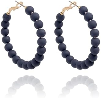 ZENZII Hoop Earrings for Women Trendy Hoop Dangle Earrings for Women Bohemian Circle Round Bead Earrings