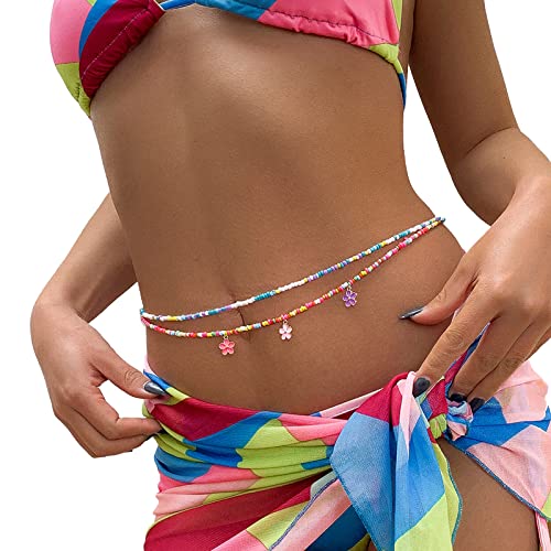 Sexy Beaded Waist Chain Summer Boho Bikini Beads Belly Chains Summer Beach Waist Bead Belly Chain Body Chain Jewelry for Women Girls
