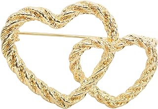 Gyn&Joy Gold Tone Fashion Double Heart Scarf Brooch Pin for Women