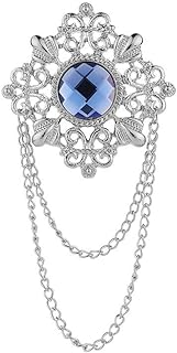 Gold Tone Crystal Square Tassel Chain Brooch Collar Pins Metal Hollow Flower Filigree Brooch Retro Palace Pin