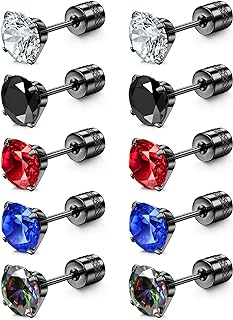 Sleek Cubic Zirconia Sleeper Stud Earrings with Push Back Clasp Made of Titanium and Stainless Steel, Ideal for Men, Boys, and Women - Flat Back Stud Design from YADOCA