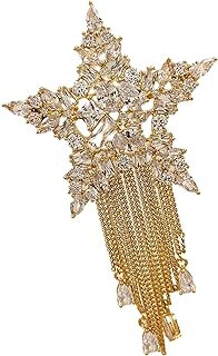 CYPINA Gorgeous Gold Tone Five-point Star Fringe Tassel Brooch Pin Badge Corset Jewelry