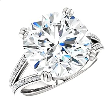 4-Prong Clasp Moroccan Wedding Ring with Moissanite Chain for Her, Round/Vintage Solitaire Design, Sterling Silver Engagement Band