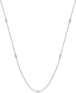 Spring Ring Clasp Moissanite Choker Necklace with Link Chain, 14K Gold-Plated Sterling Silver for Women, Minimalist Station Design