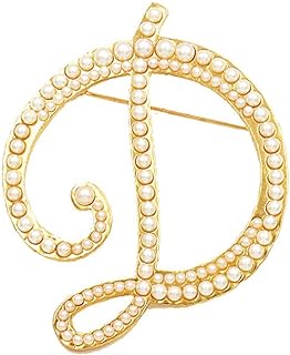 BELUCKIN Gold Simulated Pearl Initial Letter Alphabet Brooches Pin Women Gifts Jewelry