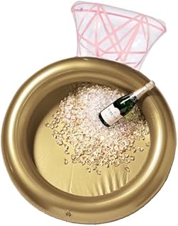 HOME & HOOPLA Diamond Ring Inflatable Cooler in Pink and Gold Plastic with a 3 Liter Capacity for Bridal & Wedding Parties