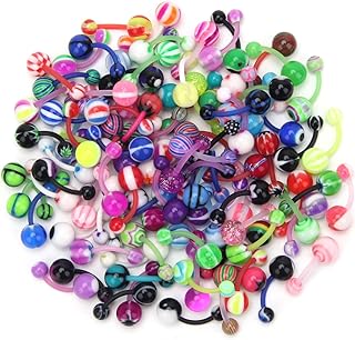 CrazyPiercing Assorted Lot of 100PCS Banana Piercing 14G Belly Button Rings Piercing Jewelry