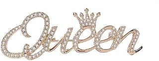 COLORFULBLING Queen Crown Brooch Pins for Women Girls Party Fashion Feminist Rhinestone Crystal Lapel Pin Accessories