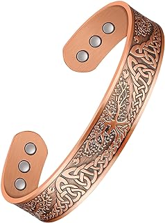Men's Tree of Life Copper Cuff Bracelet with Magnetic Clasp for Health Conscious Style Enthusiasts