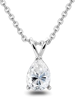 Silver Necklaces for Women Trendy - Hypoallergenic Teardrop Necklace Cubic Zirconia Waterdrop Pendant Necklace Aesthetic Simple CZ Necklace Adjustable Pear-Shape Charm Necklace for Girls Her