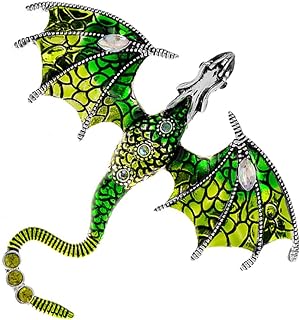 1Pcs Green Dinosaur Brooch Pin Rhinestone Enamel Dragon Pin Domineering Flying Dragon Lapel Pin for Hat Bag Clothing Accessories