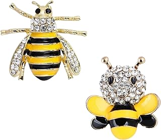 3 Pack Rhinestone Bee Set Brooch Pin for Women Girls Gold Plated Cute Fashion Crystal Insect Animal Bumblebee Enamel Vintage Lapel Brooch Backpack Hat Clothing Accessory Holiday Party Jewelry Gift