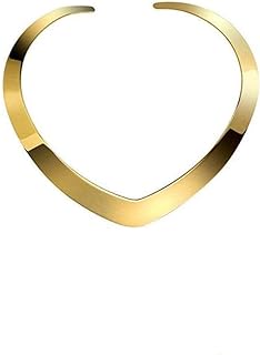 High Polished Stainless Steel Necklace, Love Choker Heart Shape Women Statement Jewelry (Gold)