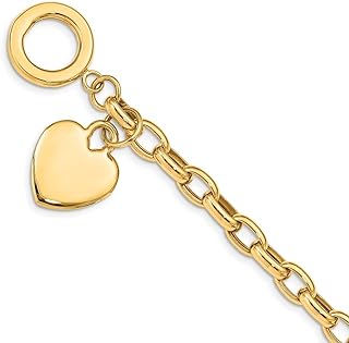 18mm 10k Gold Love Heart Charm Bracelet Jewelry for Women