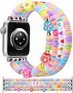 Chic Jewelry Clasp Beaded Bracelet with Watch Strap for Apple Watches, Ideal for Women and Girls - Quirky & Handcrafted Elastic Design