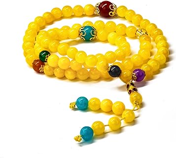 Yellow Chalcedony Beads Bracelet 7 Chakra Beaded Necklace for Women Originality Jewelry Beaded Necklace with Gift Box